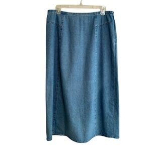 VTG Orvis Maxi Long Skirt Denim Classic Womens Size 14 Modest Cottagecore 90's